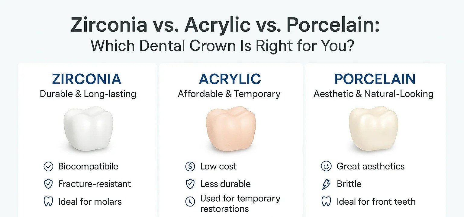 Zirconia vs. Acrylic or Porcelain – A Quick Comparison
